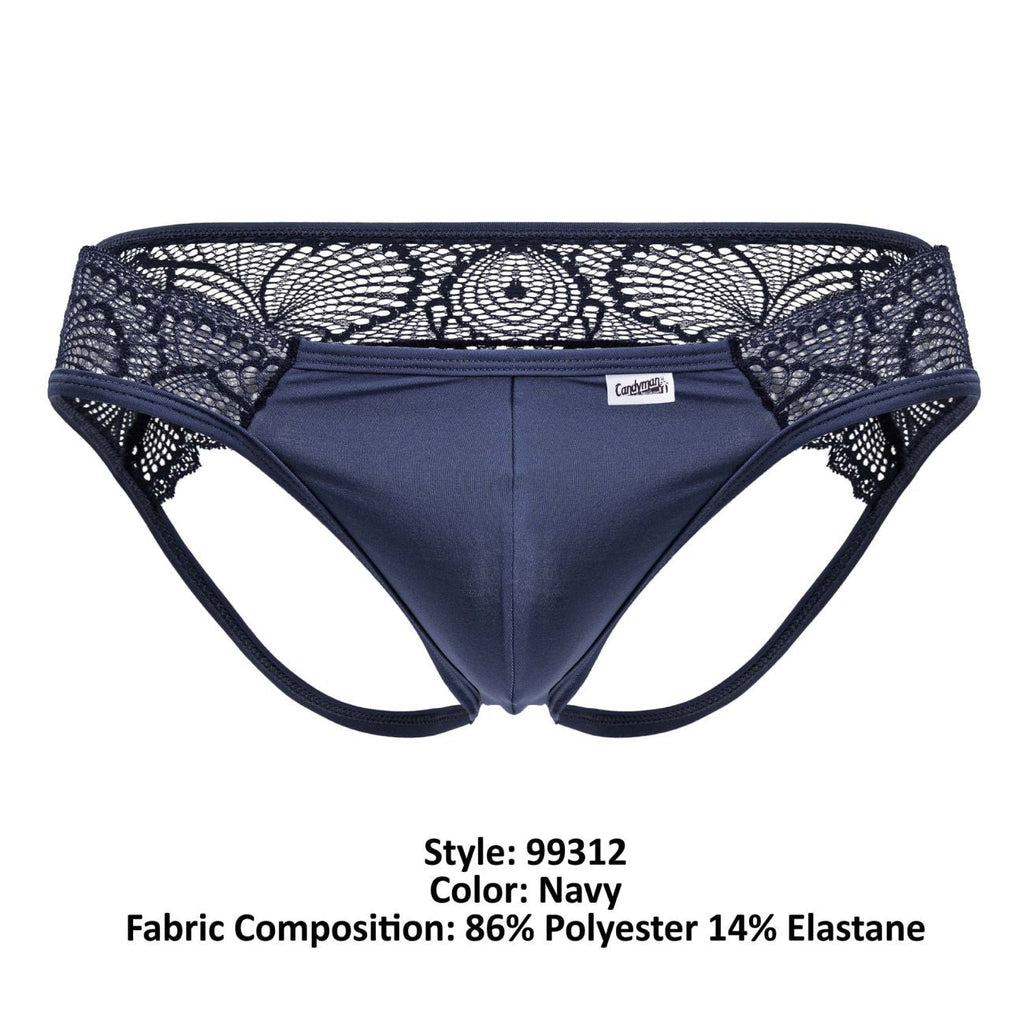 CandyMan 99312 Men's Underwear Lace Jockstrap Color Navy