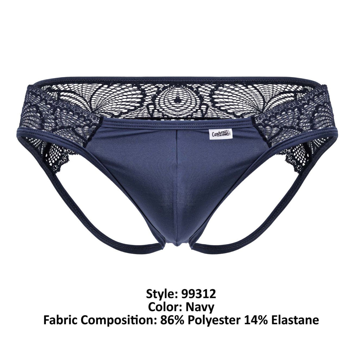 CandyMan 99312 Men's Underwear Lace Jockstrap Color Navy