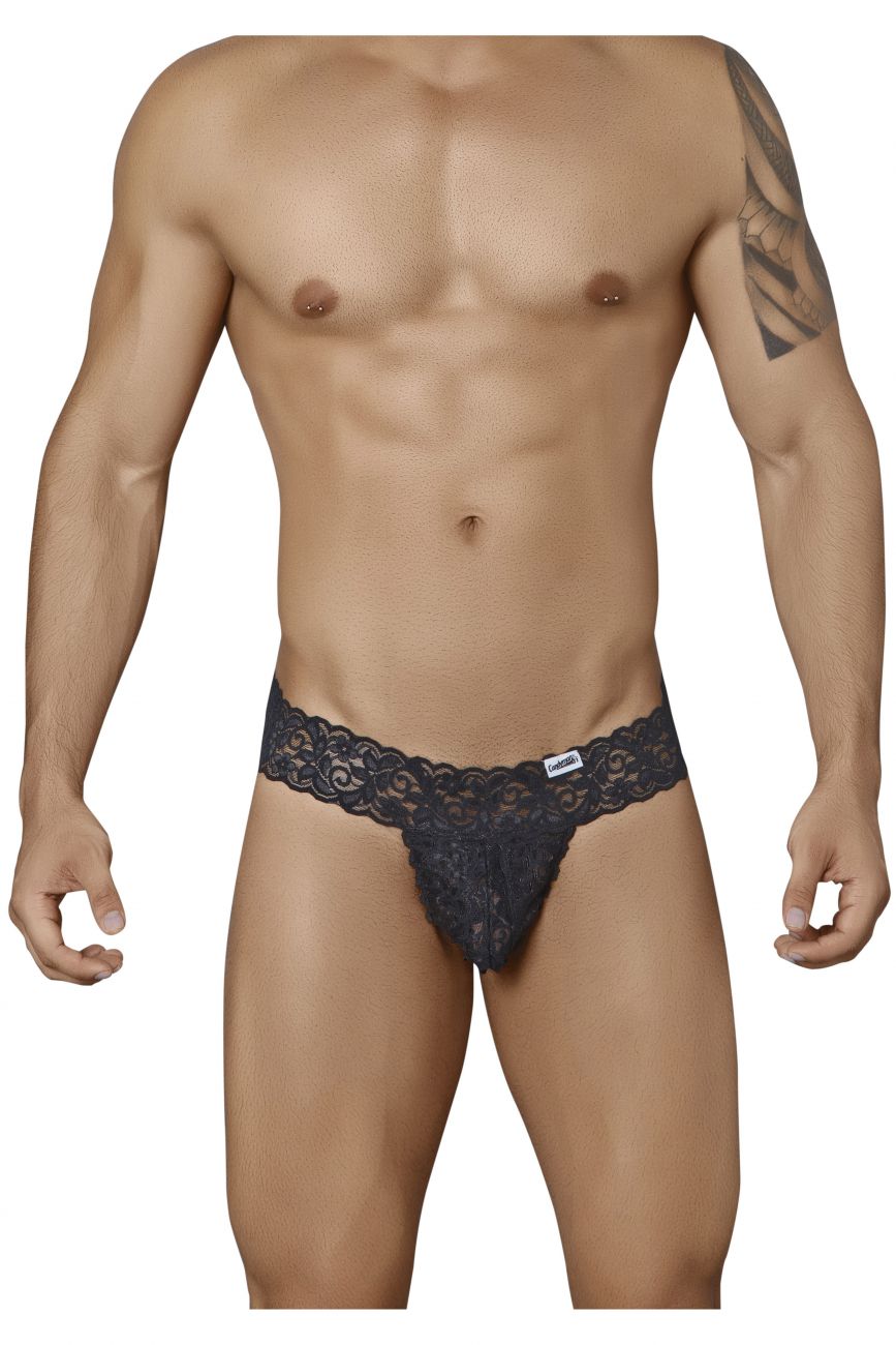 CandyMan Men's Underwear 99315 Peek a Boo Thongs Color Black
