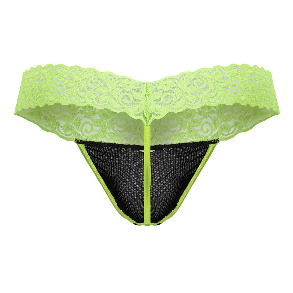 CandyMan 99370 Men's Underwear Sensual Lace Thongs Color Hot Green
