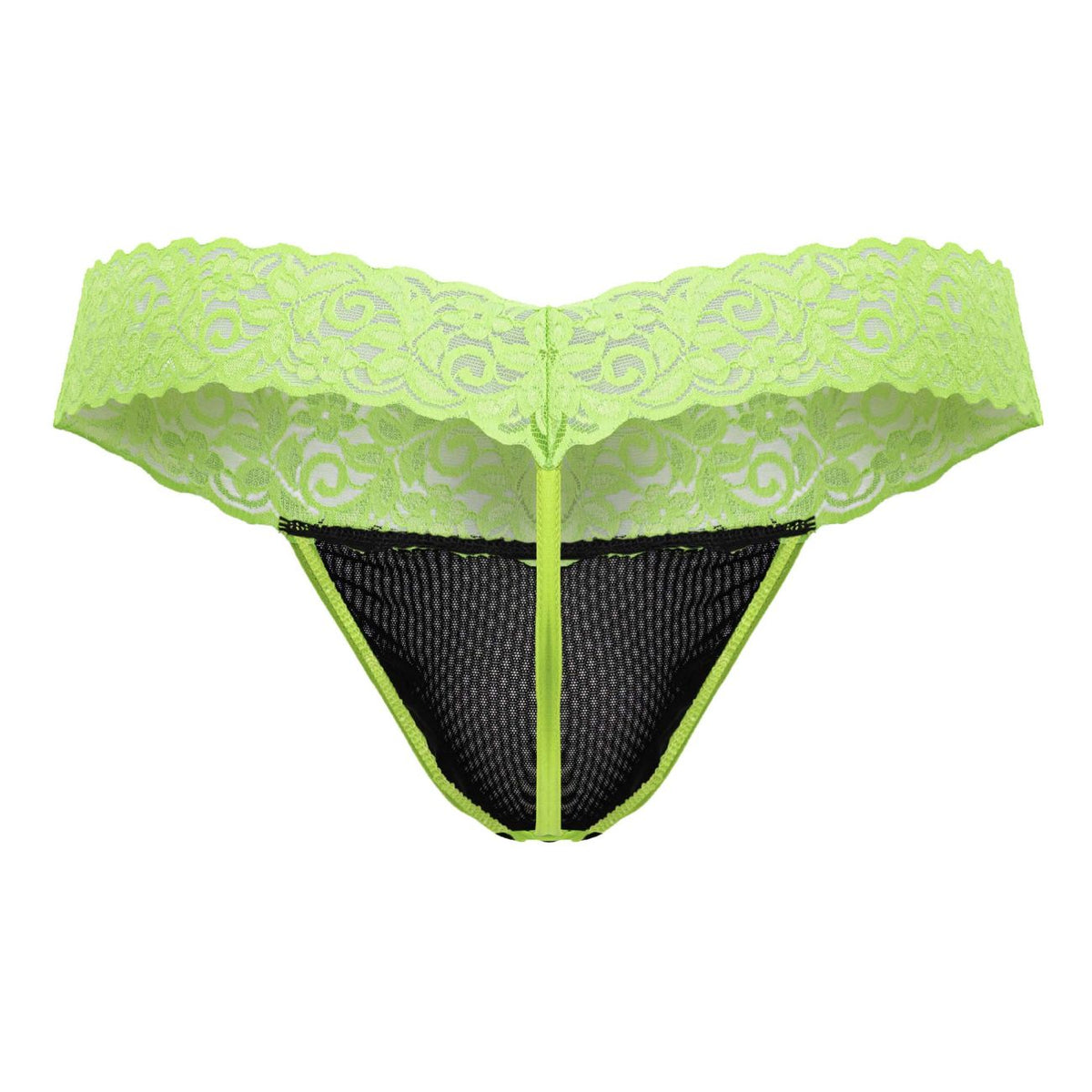 CandyMan 99370 Men's Underwear Sensual Lace Thongs Color Hot Green