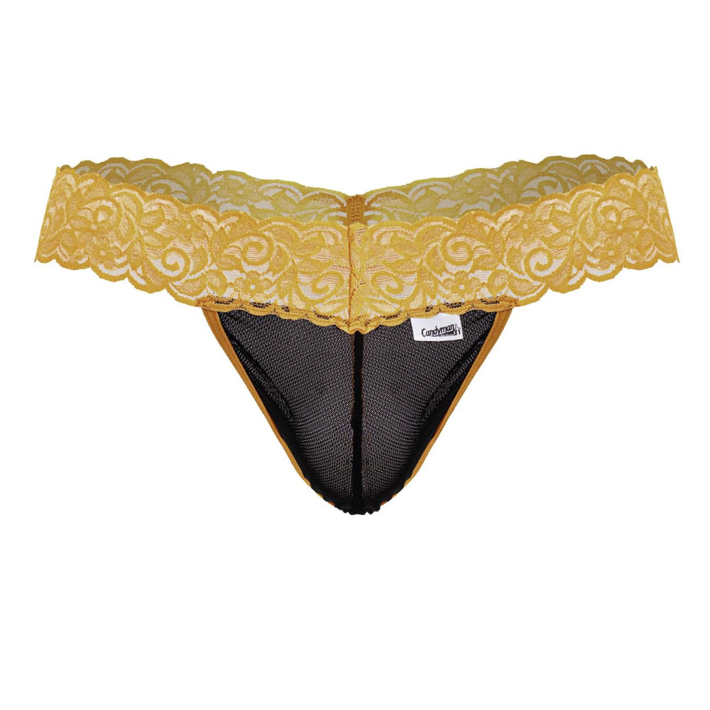 CandyMan 99370 Men's Underwear Sensual Lace Thongs Color Orange