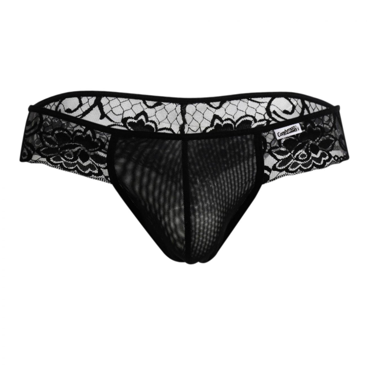 CandyMan 99392 Men's Underwear Lace Mesh Thongs Color Black