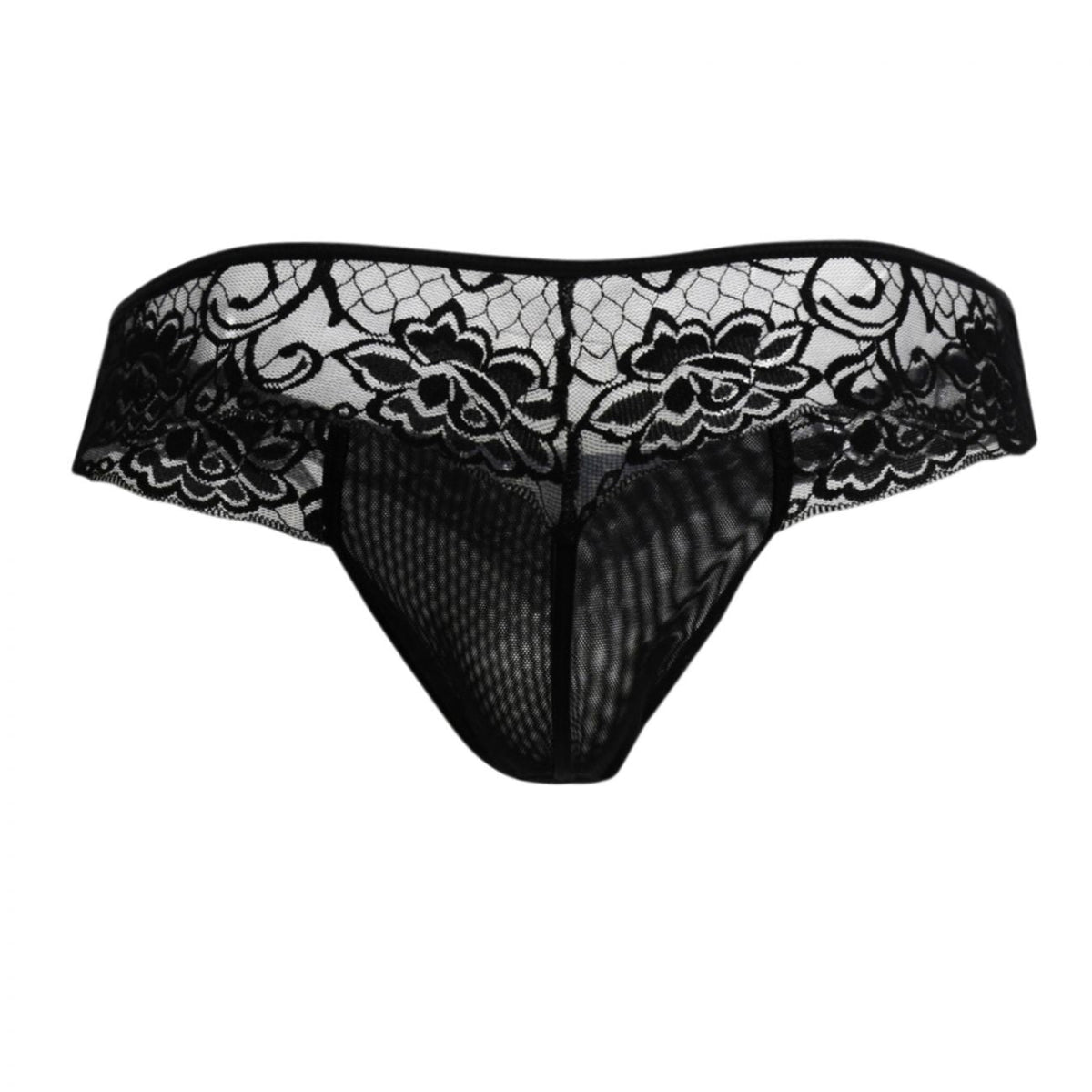 CandyMan 99392 Men's Underwear Lace Mesh Thongs Color Black
