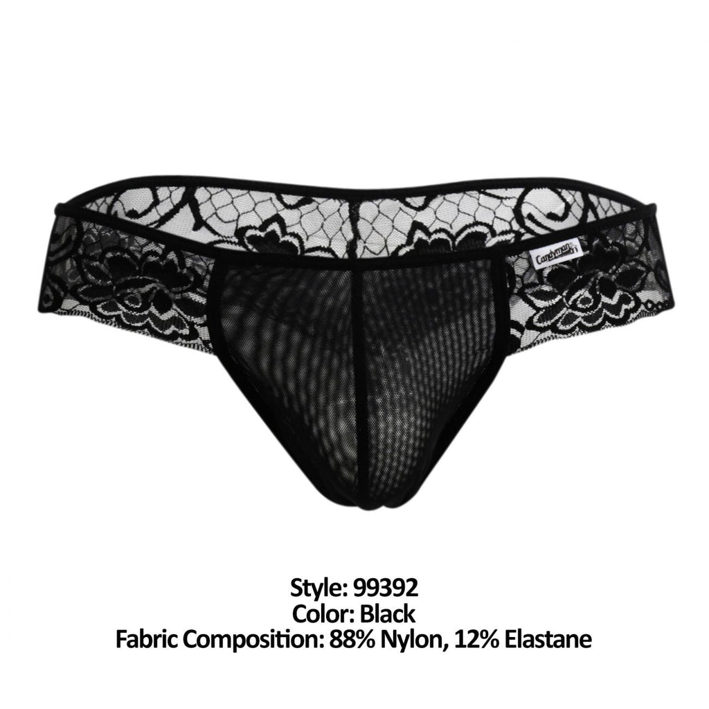 CandyMan 99392 Men's Underwear Lace Mesh Thongs Color Black