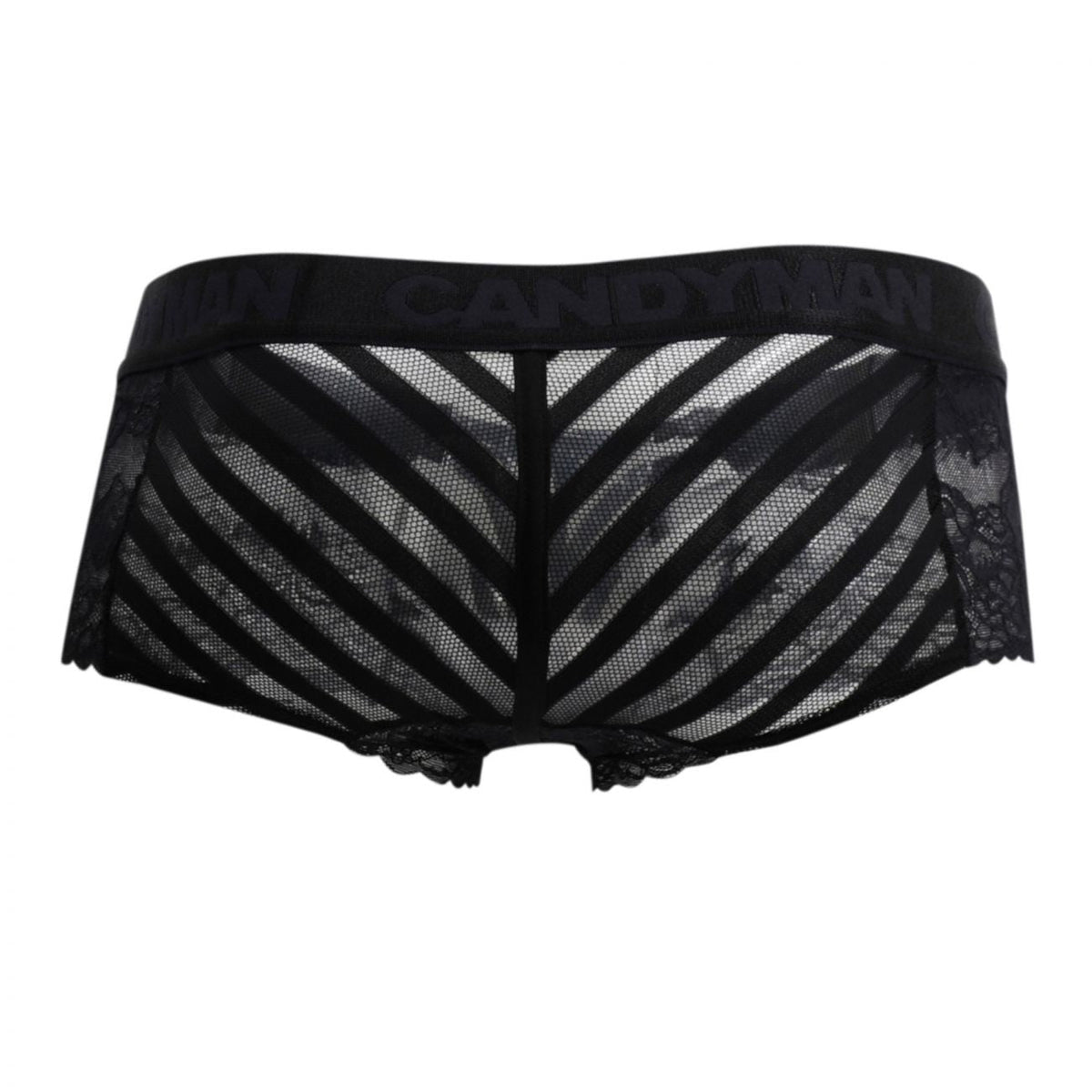 CandyMan 99393 Men's Underwear Mesh and Lace Boxer Briefs Color Black