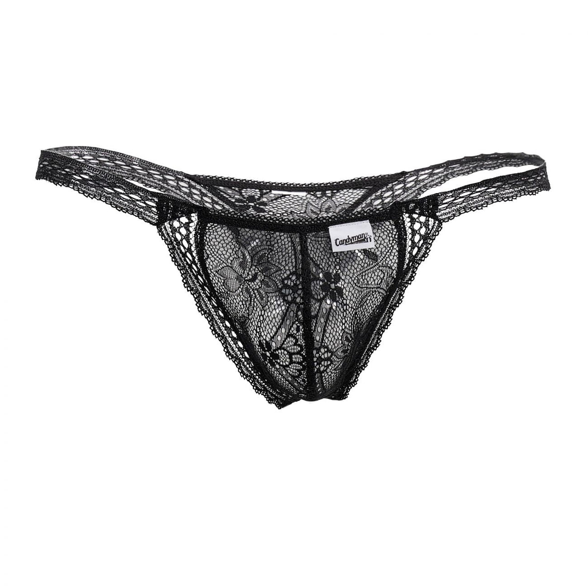CandyMan Men's Underwear 99420 Double Lace Thongs Color Black
