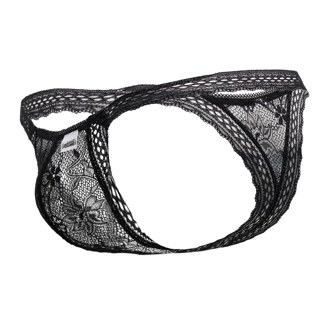 CandyMan Men's Underwear 99420 Double Lace Thongs Color Black