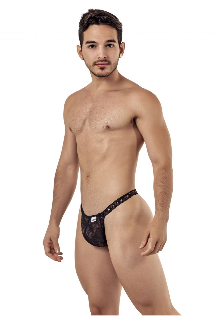 CandyMan Men's Underwear 99420 Double Lace Thongs Color Black