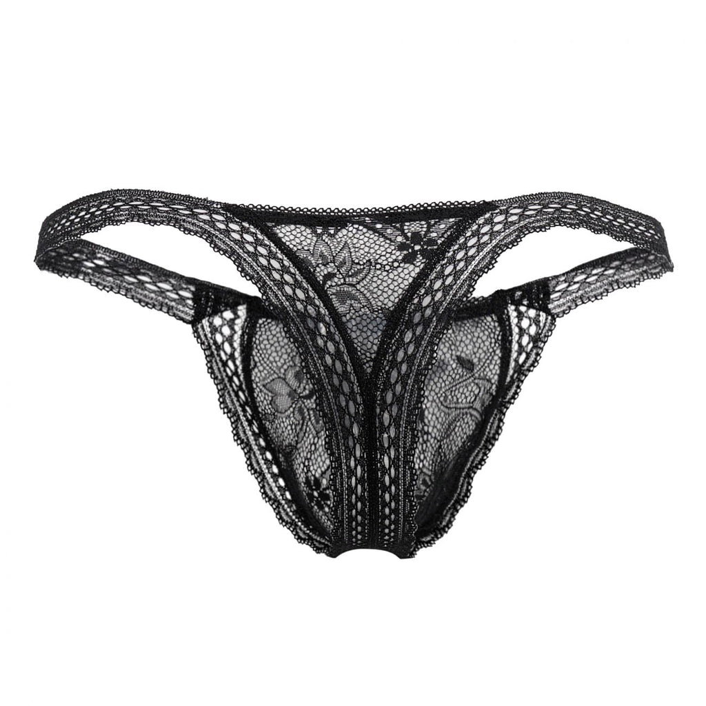 CandyMan Men's Underwear 99420 Double Lace Thongs Color Black
