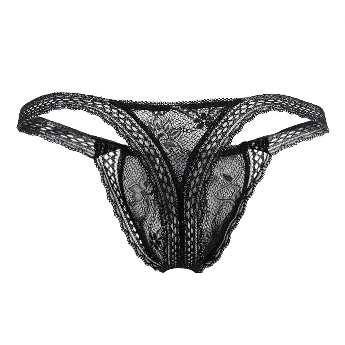 CandyMan Men's Underwear 99420 Double Lace Thongs Color Black