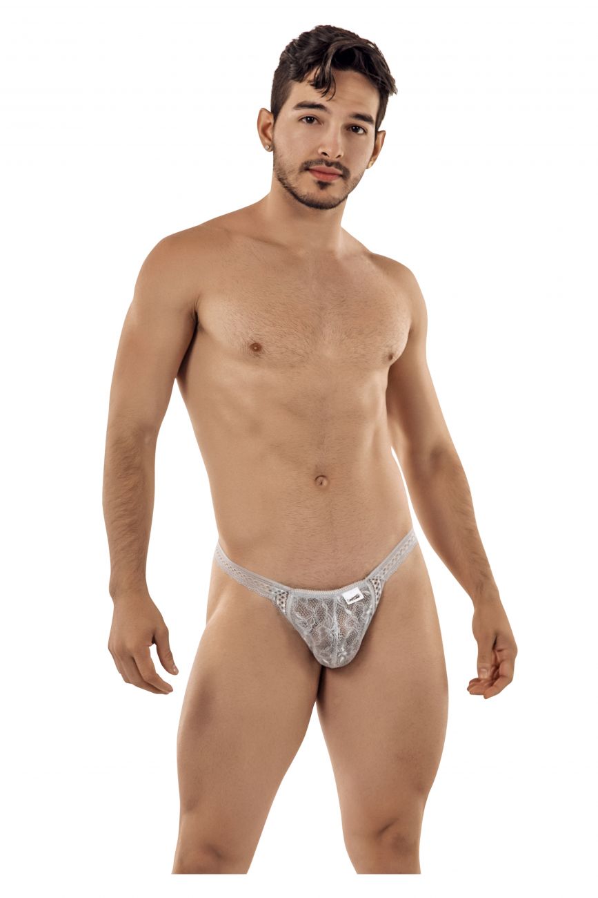 CandyMan Men's Underwear 99420 Double Lace Thongs Color Gray