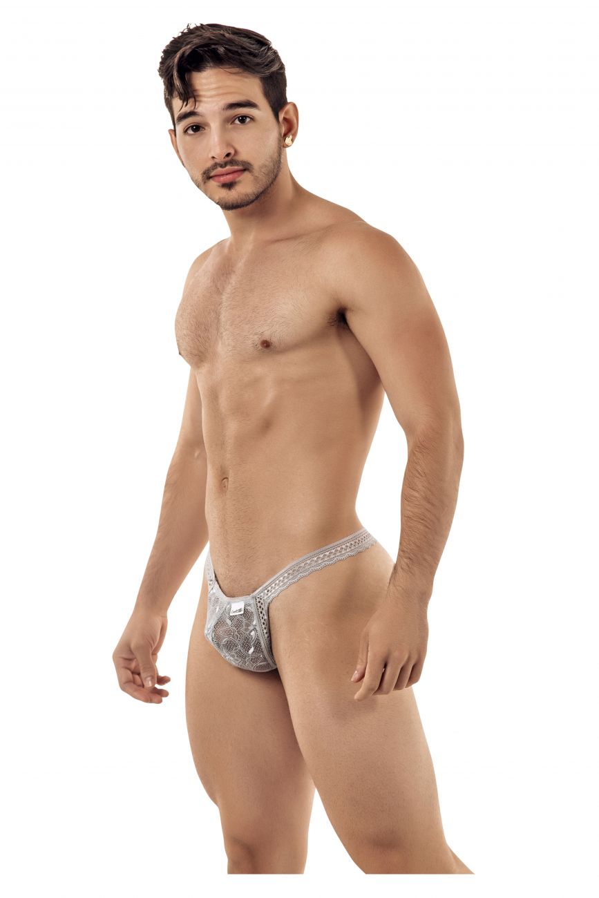 CandyMan Men's Underwear 99420 Double Lace Thongs Color Gray