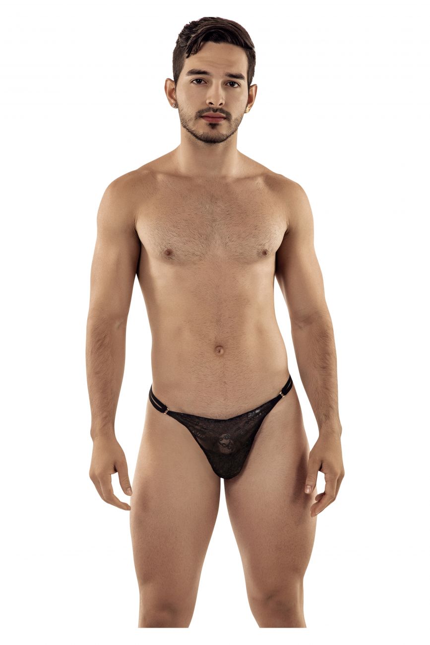 CandyMan Men's Underwear 99421 Lace G-String Thongs Color Black