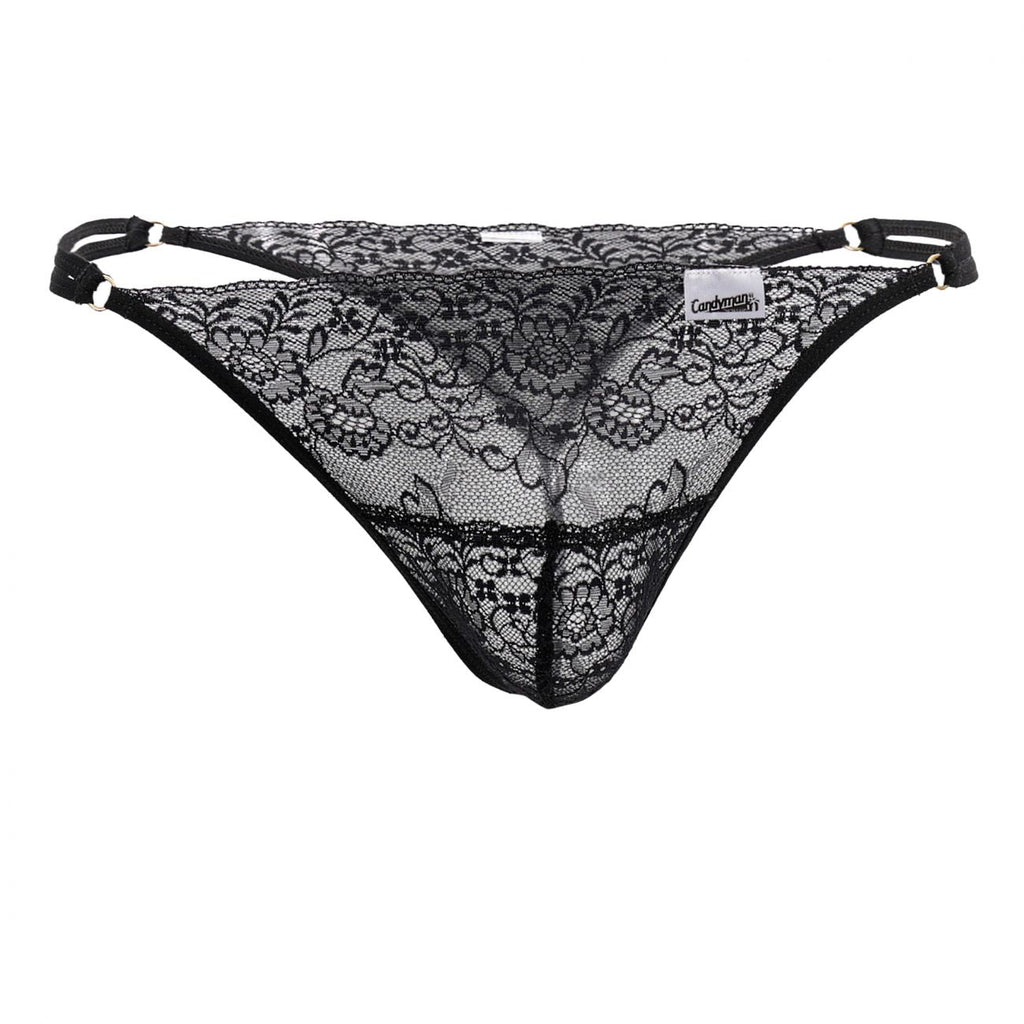 CandyMan Men's Underwear 99421 Lace G-String Thongs Color Black