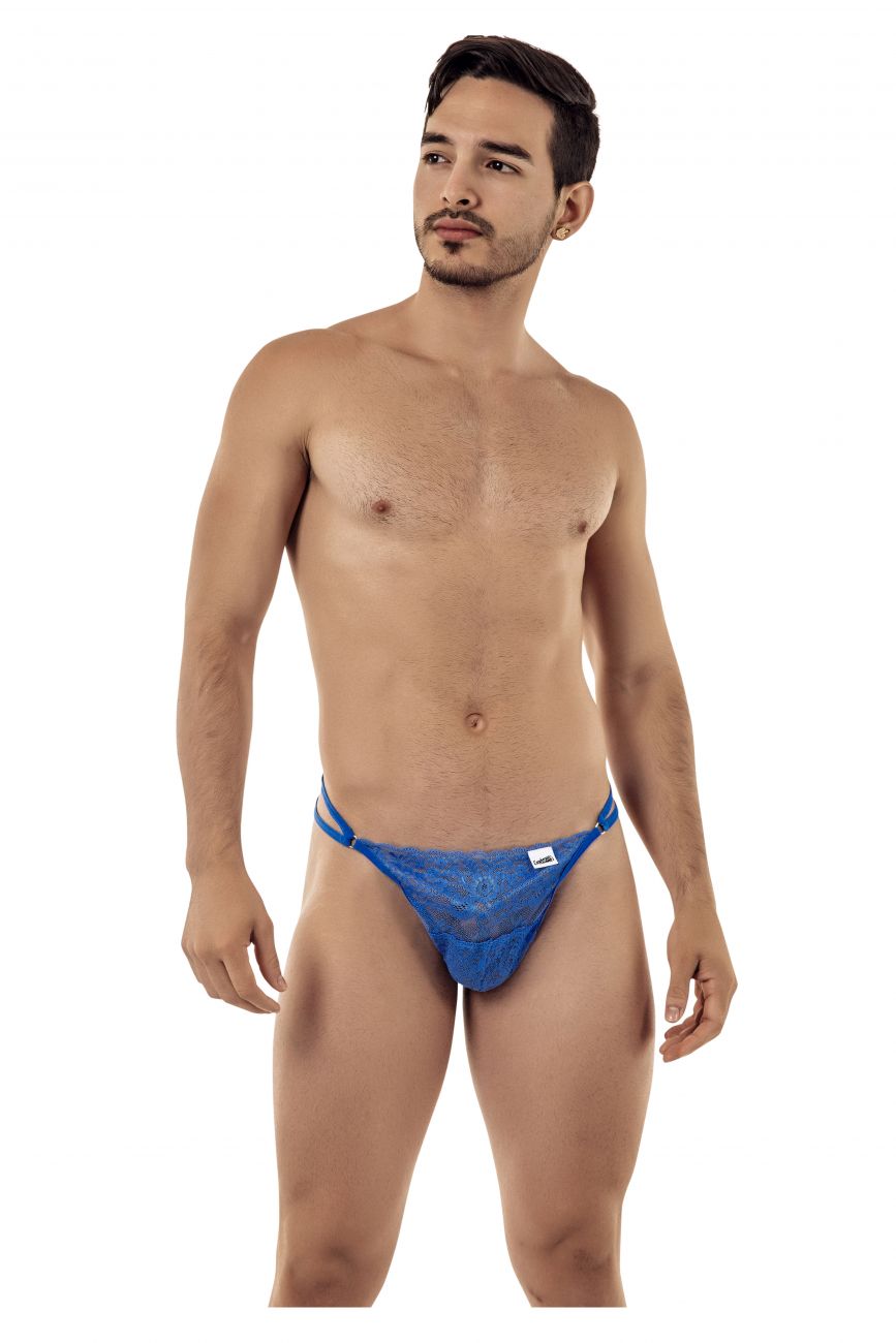 CandyMan Men's Underwear 99421 Lace G-String Thongs Color Blue