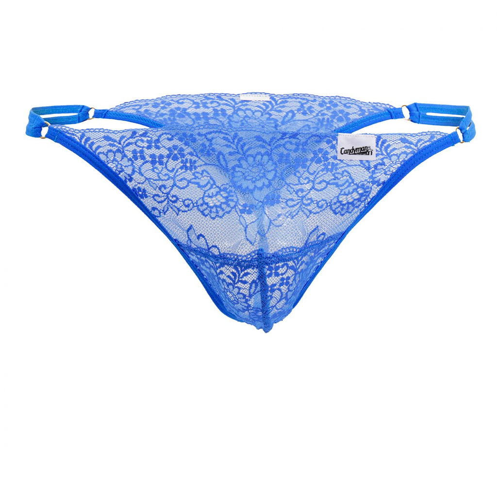 CandyMan Men's Underwear 99421 Lace G-String Thongs Color Blue