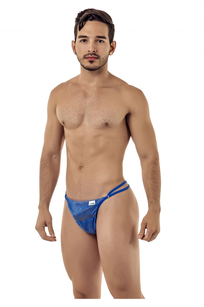 CandyMan Men's Underwear 99421 Lace G-String Thongs Color Blue