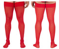CandyMan 99533 Men's Mesh Thigh Highs Color Red