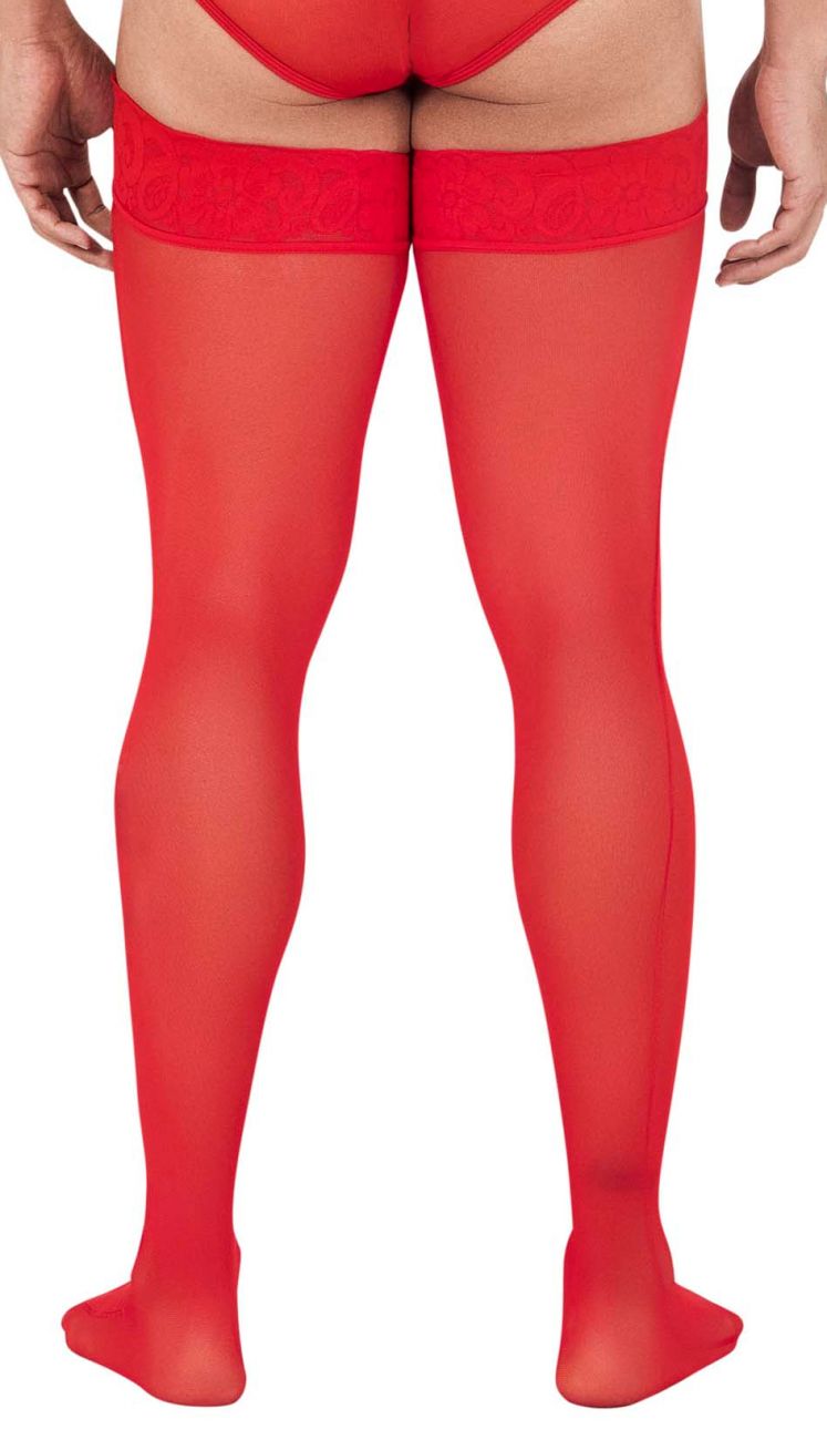 CandyMan 99533 Men's Mesh Thigh Highs Color Red