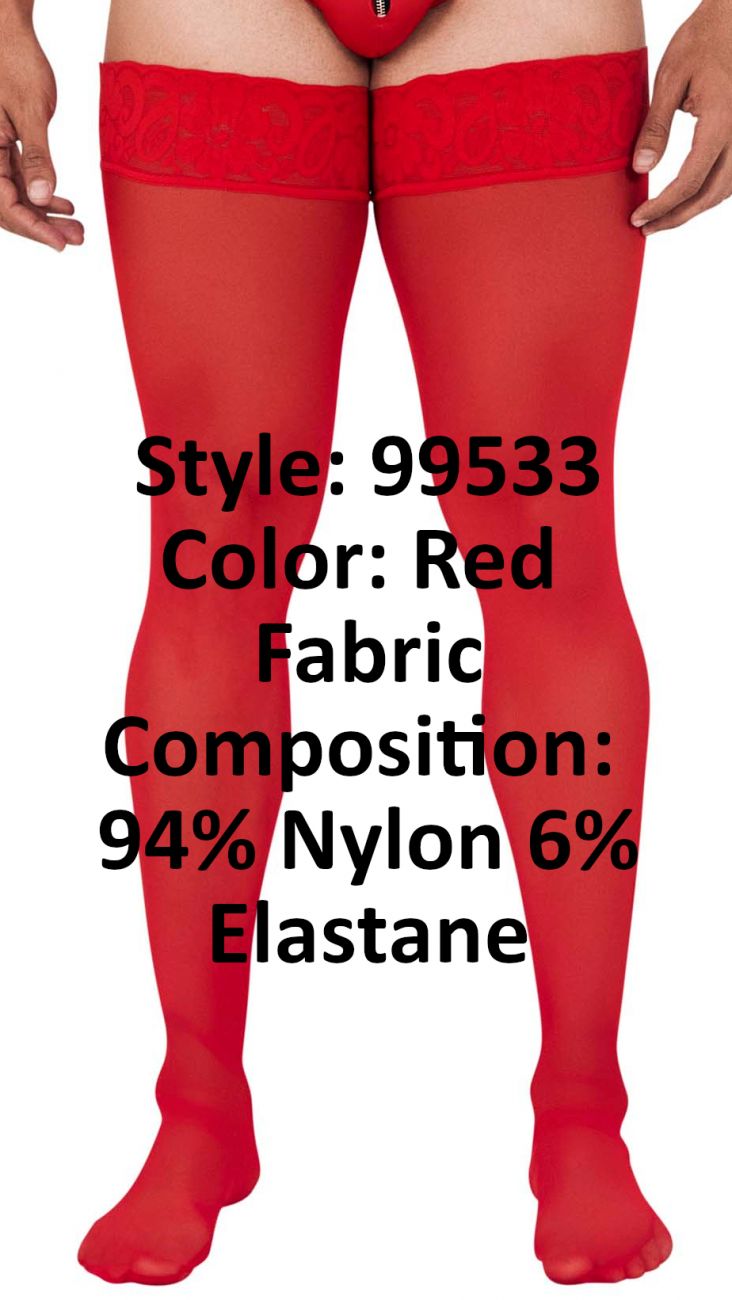 CandyMan 99533 Men's Mesh Thigh Highs Color Red