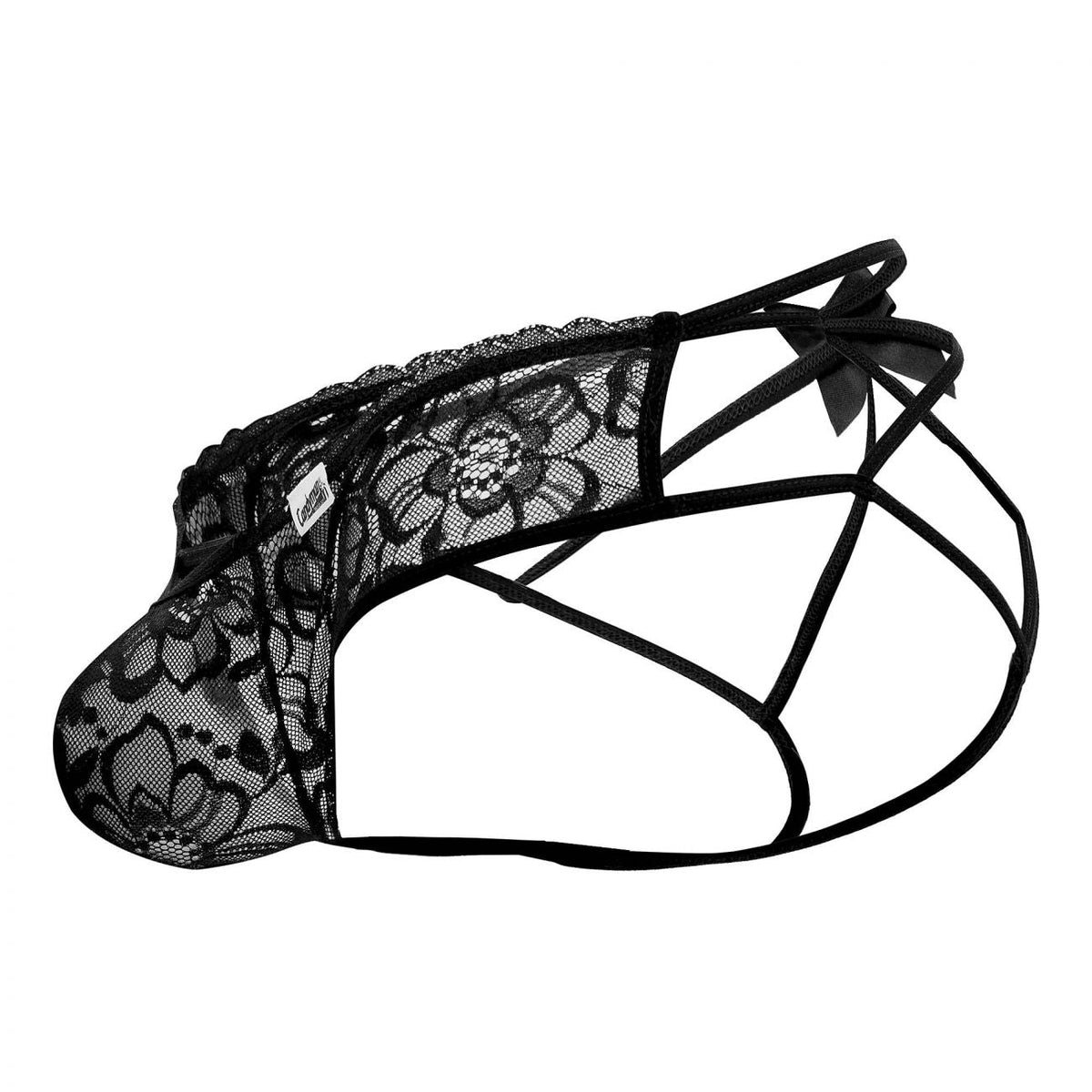 CandyMan 99535 Men's Underwear Bow & Lace Jockstrap Color Black