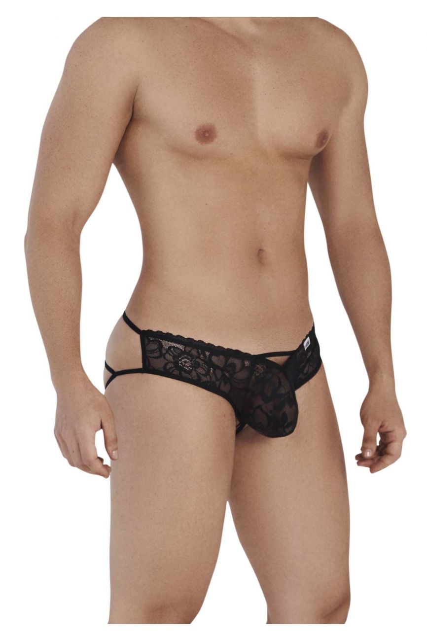 CandyMan 99535 Men's Underwear Bow & Lace Jockstrap Color Black