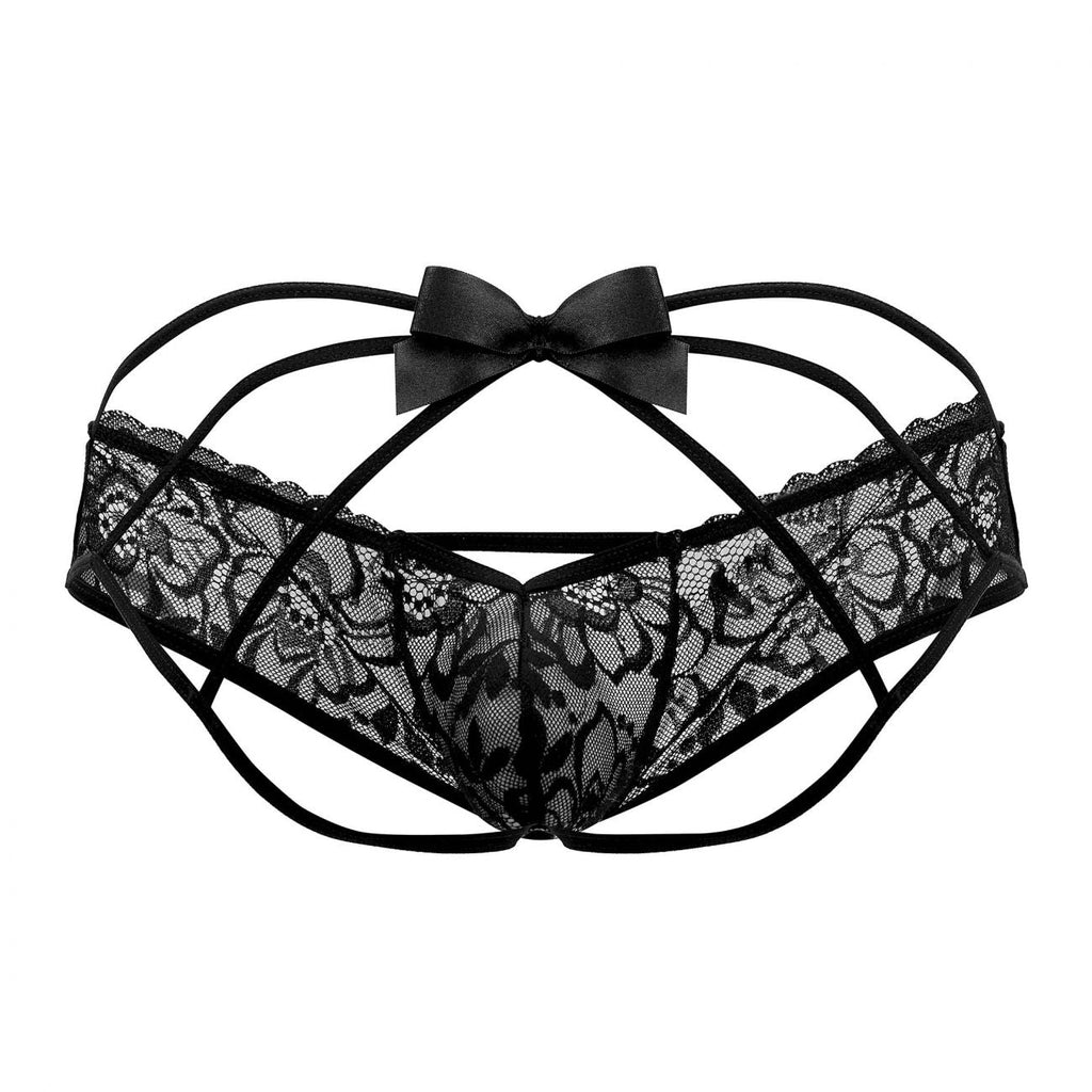 CandyMan 99535 Men's Underwear Bow & Lace Jockstrap Color Black