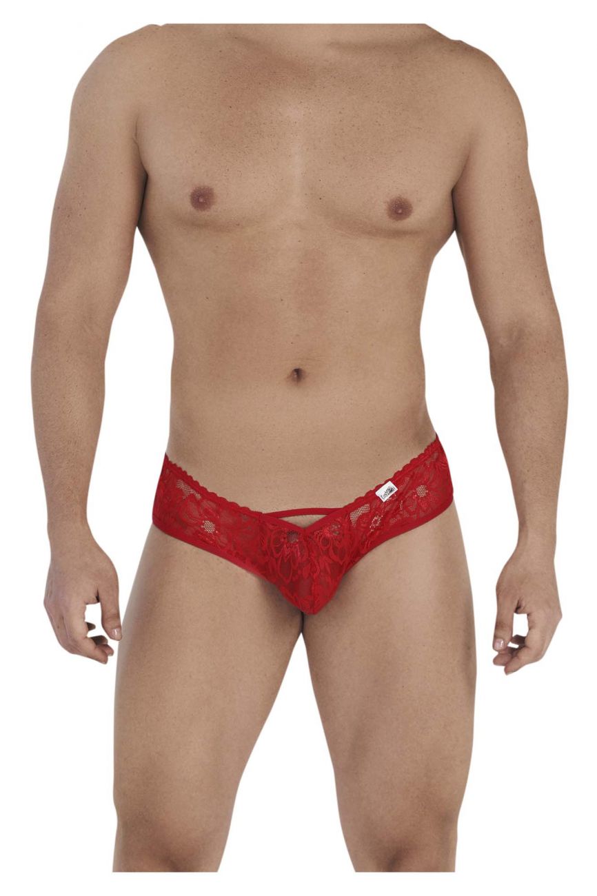 CandyMan 99535 Men's Underwear Bow & Lace Jockstrap Color Red