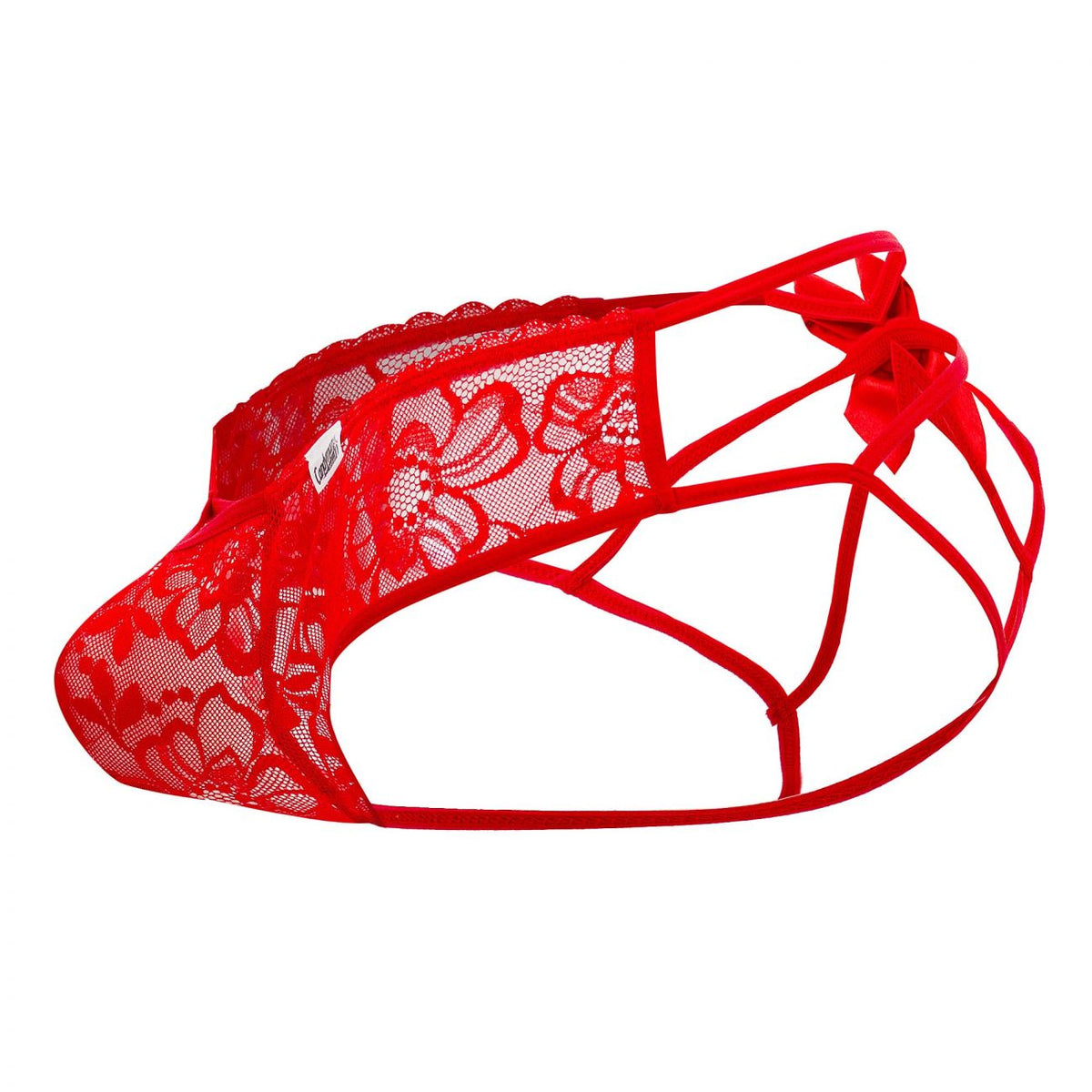 CandyMan 99535 Men's Underwear Bow & Lace Jockstrap Color Red
