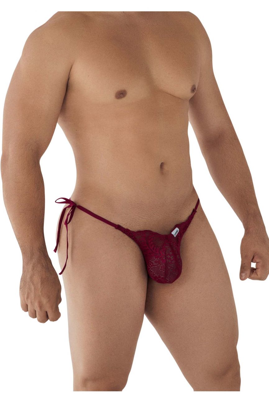 CandyMan Men's Underwear 99579 Lace Heart Bikini Color Burgundy
