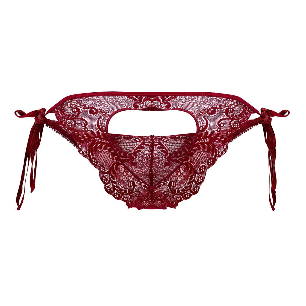 CandyMan Men's Underwear 99579 Lace Heart Bikini Color Burgundy