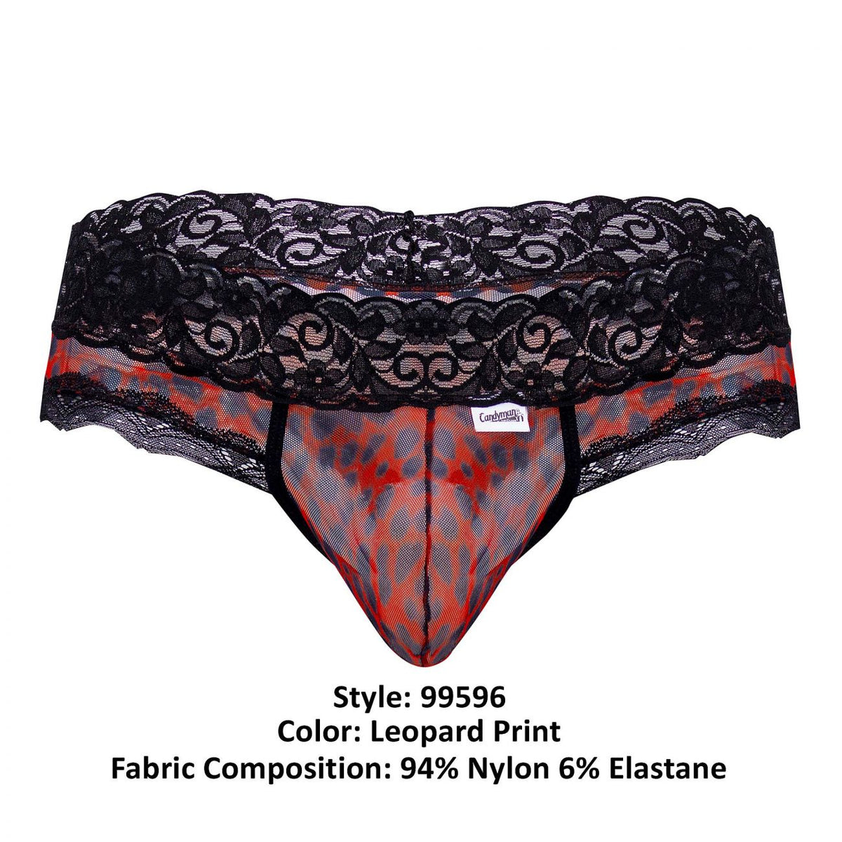 CandyMan Men's Underwear 99596 Mesh-Lace Thongs Color Leopard Print