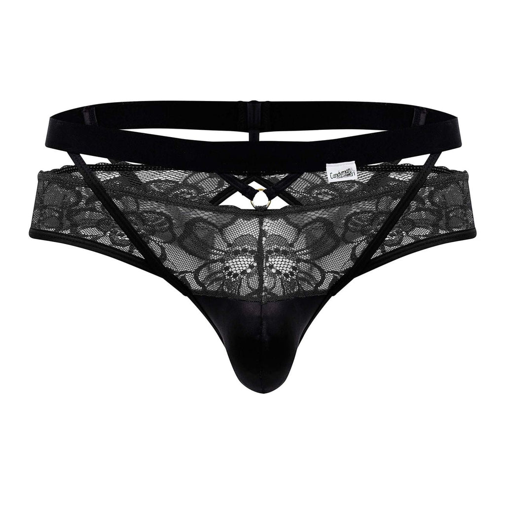 CandyMan Men's Underwear 99627 Lace Jockstrap Color Black