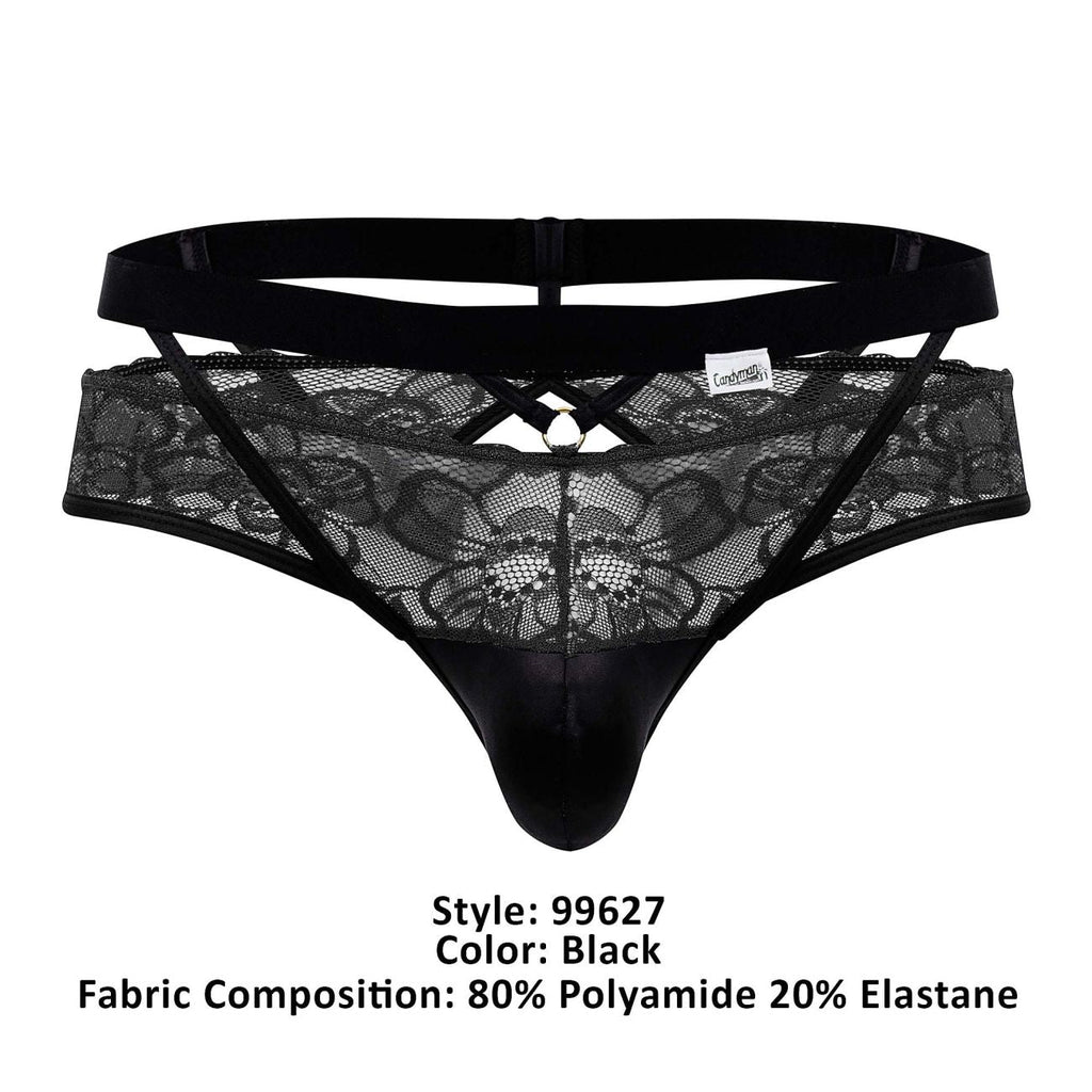 CandyMan Men's Underwear 99627 Lace Jockstrap Color Black