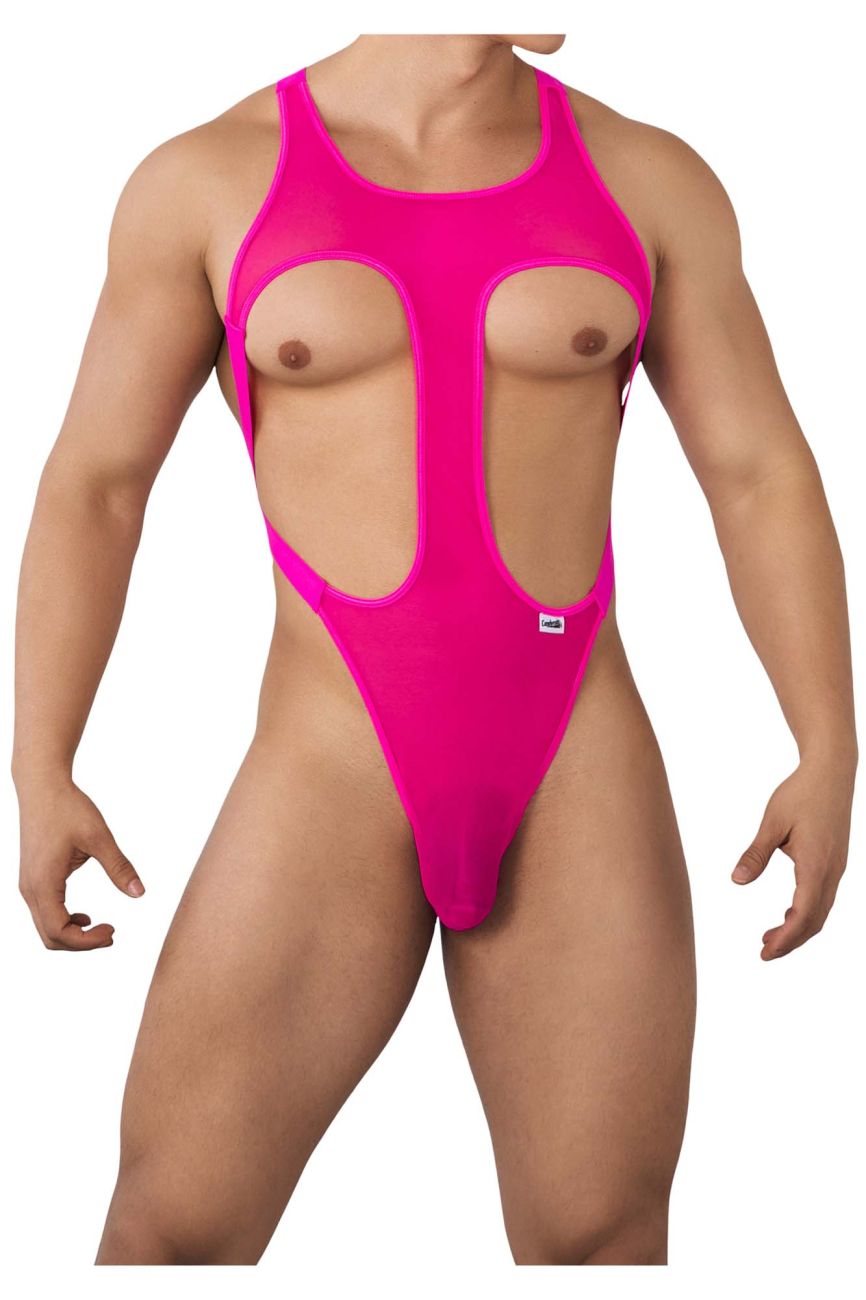 CandyMan Men's Underwear 99643 Mesh Bodysuit Color Hot Pink