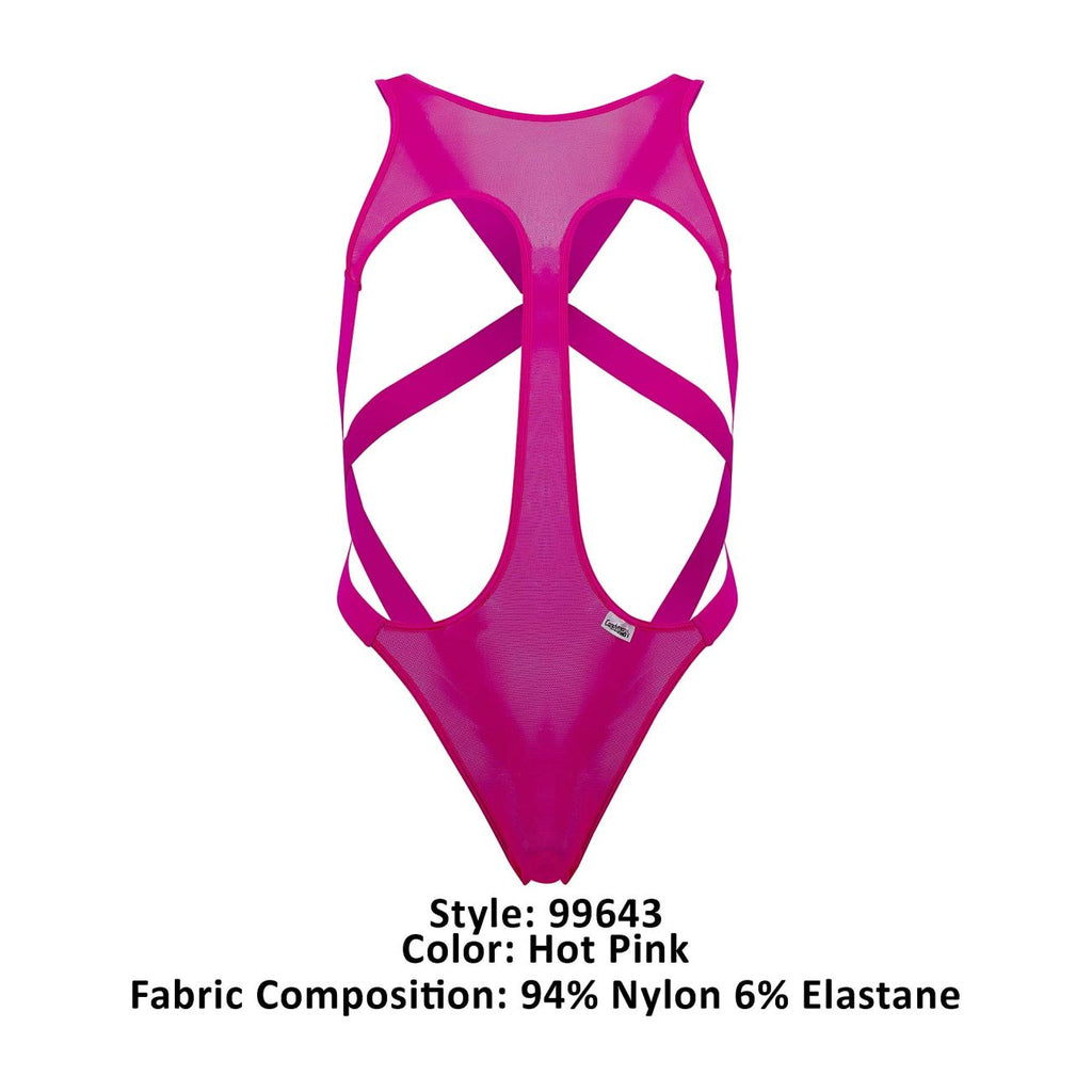 CandyMan Men's Underwear 99643 Mesh Bodysuit Color Hot Pink