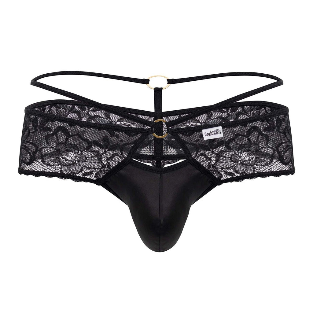CandyMan Men's Underwear 99647 Lace Thongs Color Black