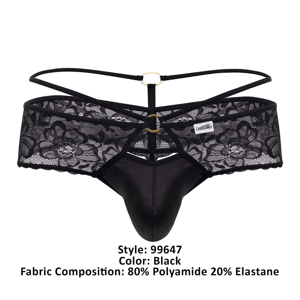 CandyMan Men's Underwear 99647 Lace Thongs Color Black