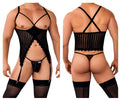 CandyMan 99654 Men's Underwear Two Piece Set Color Black Mesh