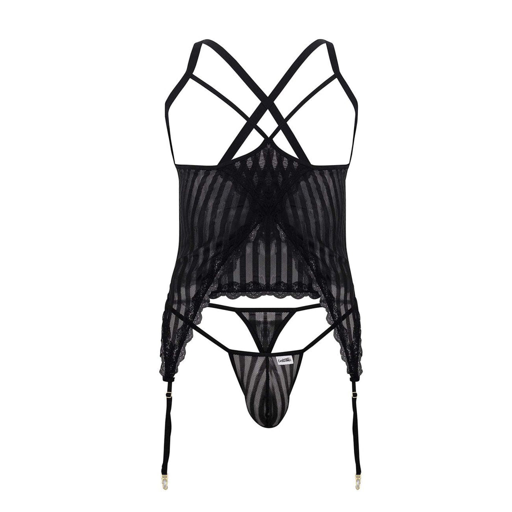 CandyMan 99654 Men's Underwear Two Piece Set Color Black Mesh