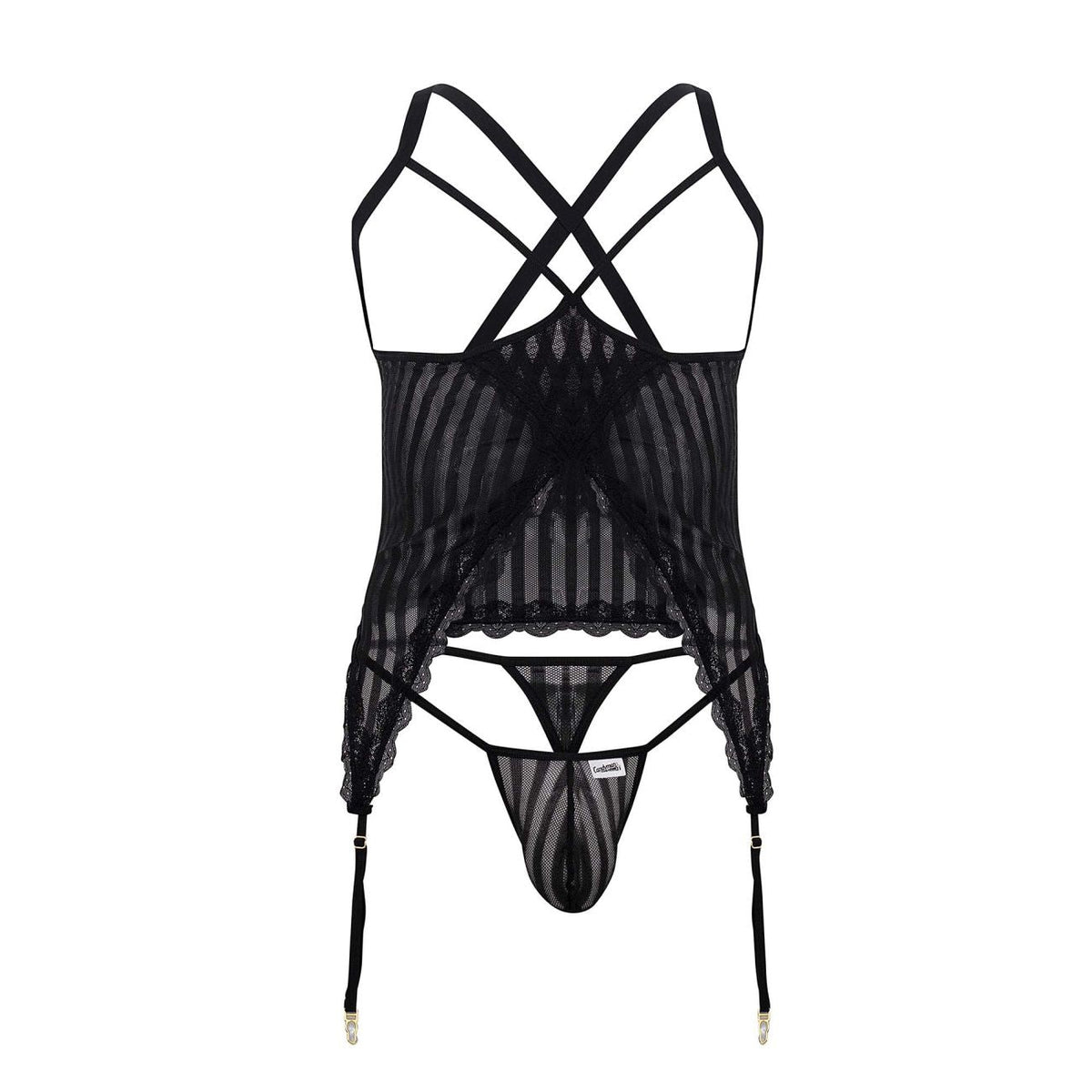 CandyMan 99654 Men's Underwear Two Piece Set Color Black Mesh
