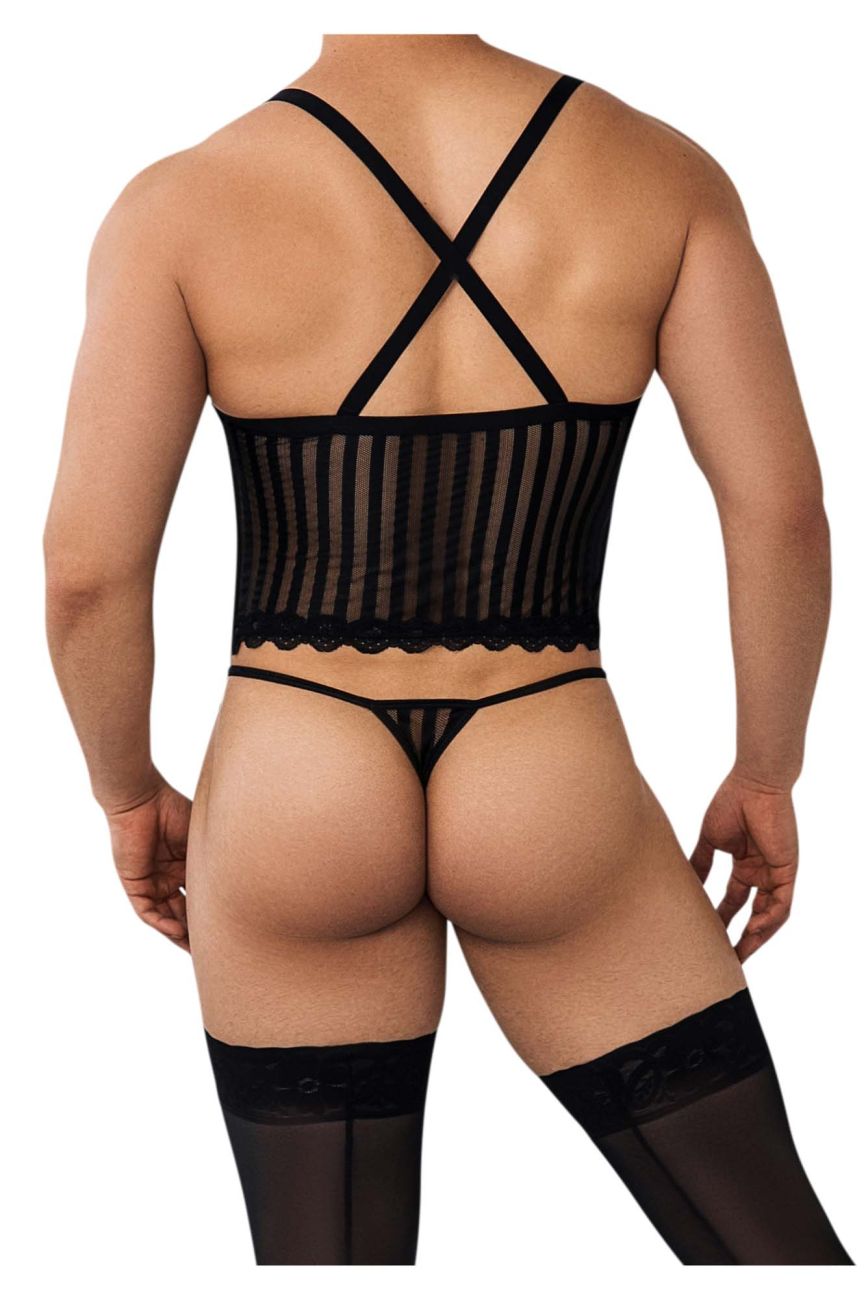 CandyMan 99654 Men's Underwear Two Piece Set Color Black Mesh