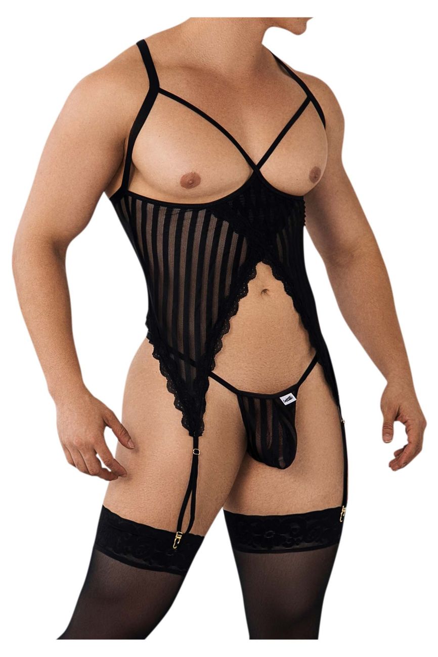 CandyMan 99654 Men's Underwear Two Piece Set Color Black Mesh