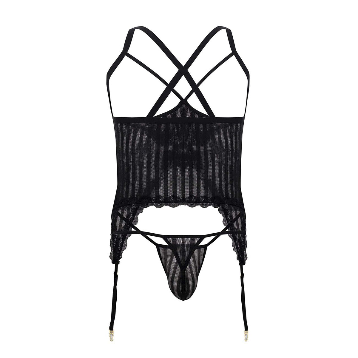 CandyMan 99654 Men's Underwear Two Piece Set Color Black Mesh