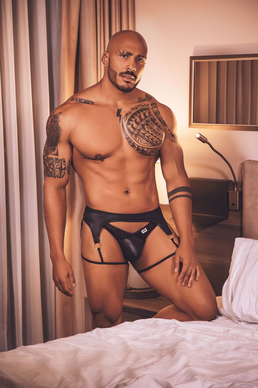 CandyMan Men's Underwear 99655 Garter Thongs Color Black