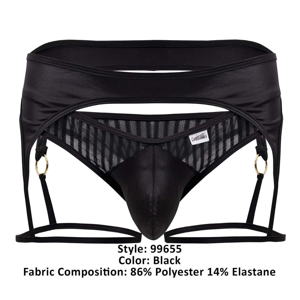 CandyMan Men's Underwear 99655 Garter Thongs Color Black