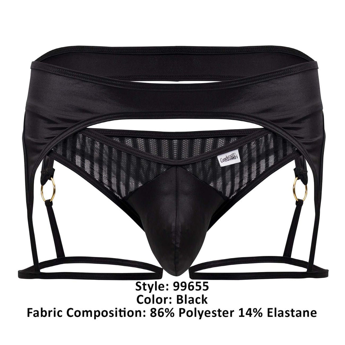 CandyMan Men's Underwear 99655 Garter Thongs Color Black