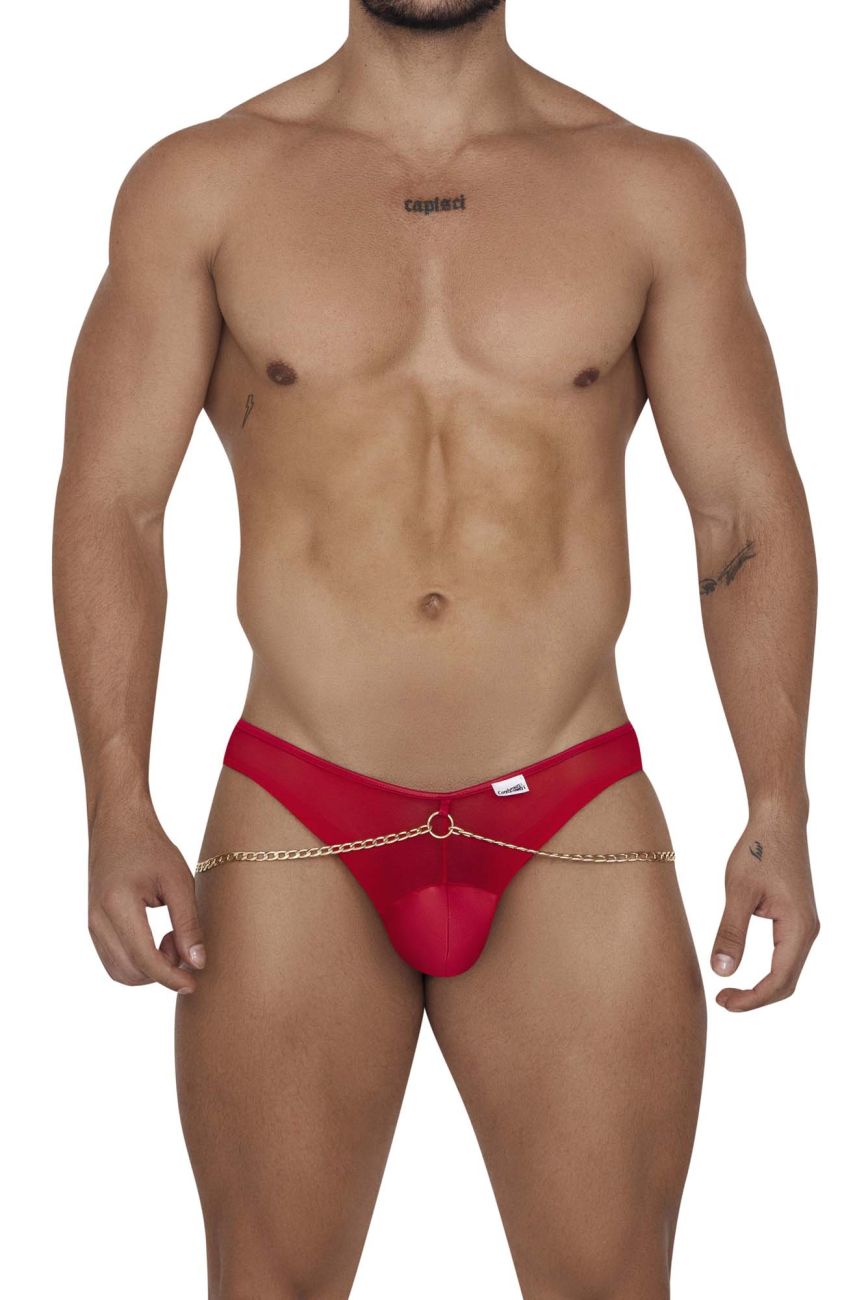CandyMan Men's Underwear 99672X Chain Jock Briefs Color Red