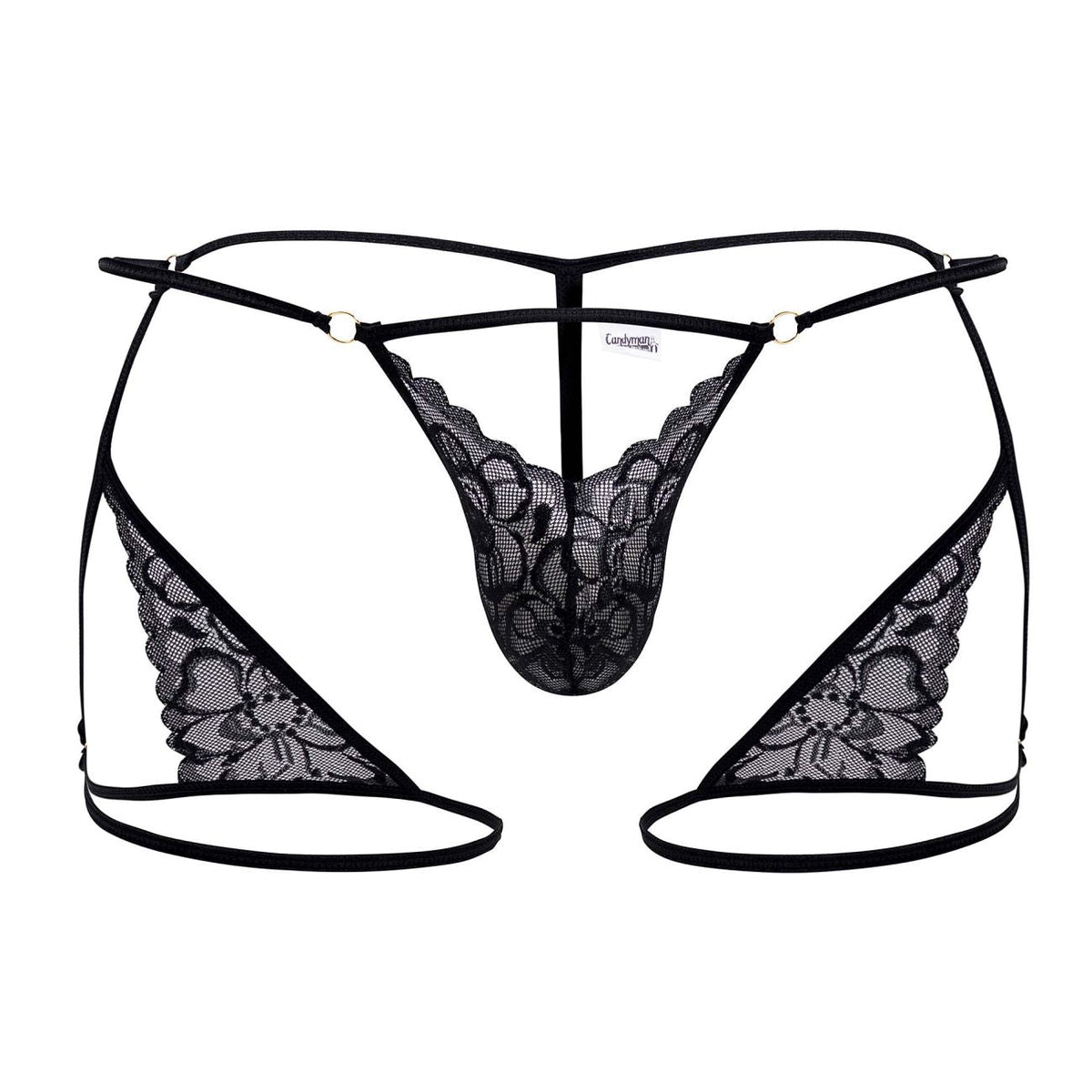CandyMan Men's Underwear 99678 Garter Thongs Color Black